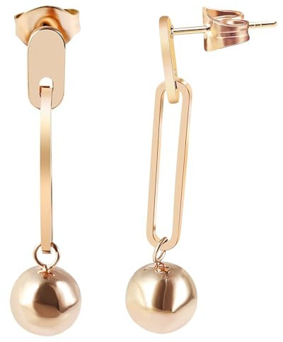 Akzent Wasserfeste Edelstahl Ohrringe Ohrstecker für Damen in Roségold, 100% Wasserfest & Hautverträglich
