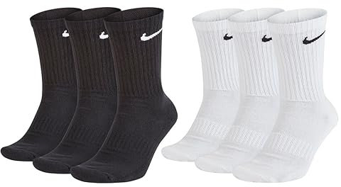 Nike 8 Paar Herren Damen Socken Lang Weiß oder Schwarz oder Weiß Grau Schwarz Set Paket Bundle, Farbe:weiß, Größe:38-42