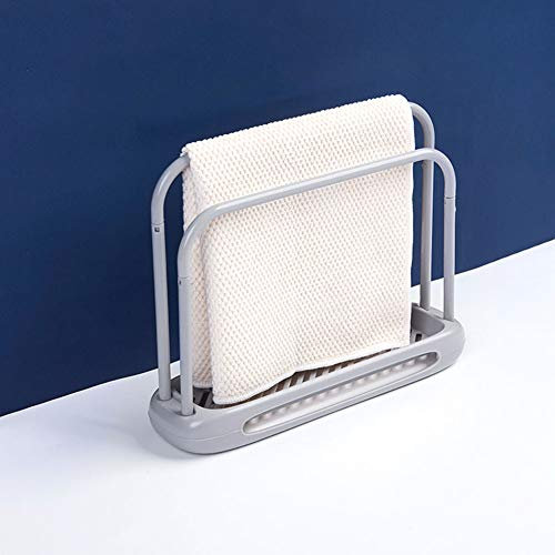 Mnkyer Detachable Towel Storage Rack Dishcloth Sponge Drying Rack with Diatomite, Quick-Drying Water Absorbing Double Rod Rag Stand