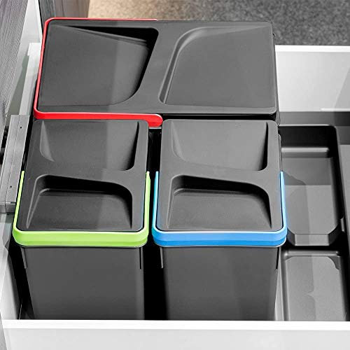 Gedotec Kit de tri sélectif encastrable tiroir et armoire de cuisine | Poubelle l'armoire inférieure et le tiroir | Gris anthracite | Largeur de la caisse : 450 mm