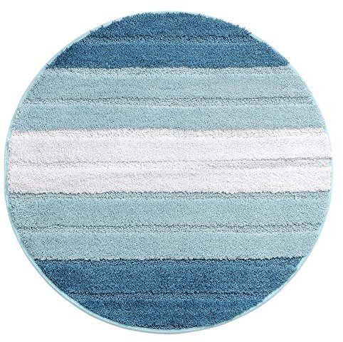 LLWYH Badteppich rutschfeste Saugfähige Matte Aus Rundem Gestreiftem Teppich Aus Mikrofaser 80cm im Durchmesser Hellblau