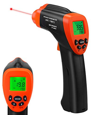 Infrarot Thermometer(-58℉-1292℉),INFURIDER YF-980G Berührungslose Digitale Laser Temperaturpistole,16:1 Temperaturmessgerät IR Pyrometer mit Max/Min Alarm für HVAC Pizzaofen Kochen