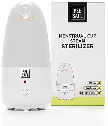 PEESAFE Menstrual Cup Steam Steriliser Cleaner | Sanitise Menstrual Cups & Discs, Kegel Balls with Ease | Menstrual Cup Steriliser Machine | Sterilises in 3-5 mins & Switches Off Automatically