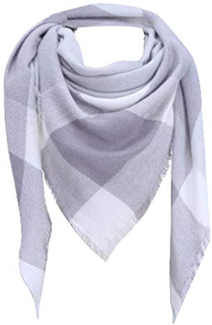 Emlivi Damen Schal XXL Warm Weich Strickschal Karo Winterschal Kariert übergroßer Quadratisch Deckenschal Herbstschal Wolleschal Frauen Deckenschal Halstuch Scarf Fransen Poncho Cape (40)