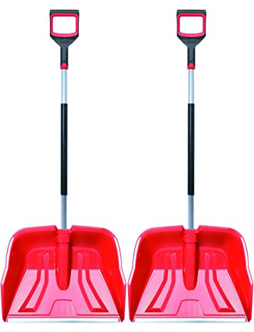 2X Schneeschaufel mit Metallgriff - Schneeräumer für kleine und große Schneemengen – Kunststoff-Blatt, Aluminium-Stiel