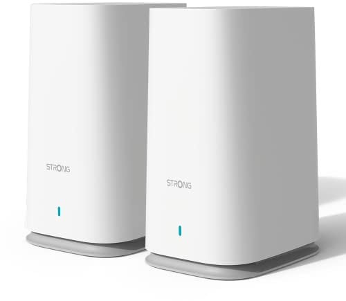 STRONG Atria Wi-Fi Mesh Home Kit 2100, WLAN Verstärker, Repeater, 200m² Abdeckung, 2100 Mbit/s, 2,4 GHz + 5 GHz, 3X Gigabit LAN-/ WAN-Ethernet-Anschlüsse, weiß