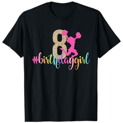 8. Geburtstag Mädchen Cheerleader Regenbogen Cheerleading T-Shirt