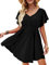 Beluring Women's Summer Short Sleeve Tunic Dress Elegant Prom Birthday Party Dresses Black Size 16-18