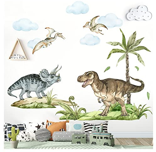 Grandora XXL Dinosaurier Wandtattoo Dino T-Rex Wandsticker für Kinderzimmer Wandaufkleber Babyzimmer selbstklebend Deko DL843-2