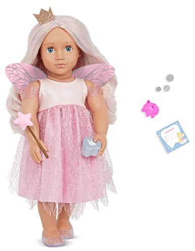 Our Generation Zahnfee Puppe Twinkle - Bewegliche 46 cm Puppe mit Kleidung, Zubehör - Rosa Kleid, Feenflügeln, Zahnbox - Spielzeug ab 3 Jahren