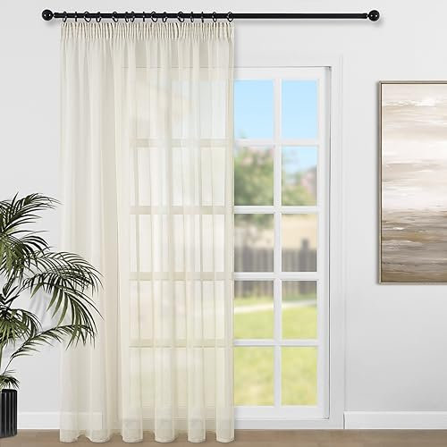 Topfinel Cortinas Salon 1 Piezas para Ventanas Grandes 228x228 Visillos Translucidas De Riel para Dormitorios Cortina Cintas De Frucidas No Includo Ganchos para La Habitacin De Matrimonios Beige