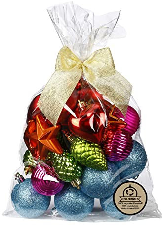 Inge-glas Weihnachtskugeln und Formen Kunststoff 5-7cm 30er Set mit Glitzer Christbaumkugeln bunt Mille Fiori