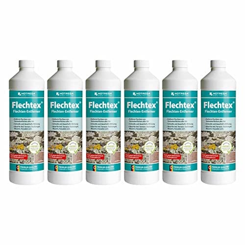 HOTREGA Flechtex 6x 1 Liter | gebrauchsfertiger Flechtenentferner | gegen Flechten und Algen auf Stein Beton Pflaster & Naturstein| säure- & chlorfrei
