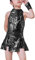 LOLANTA Mädchen Pailletten-Kostüm Hip Hop Dancewear Funkelndes Tanzkleid Gesetzt, Schwarz, 8-9 Jahre, 140