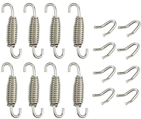 A ABSOPRO Scarico Tubo Molla con U Forma Ganci Argento 8 Set 55mm | Argento, 55mm (2.17) Totale, 30mm (1.18) Molla, Ganci A U Inclusi, Adattabile Universalmente