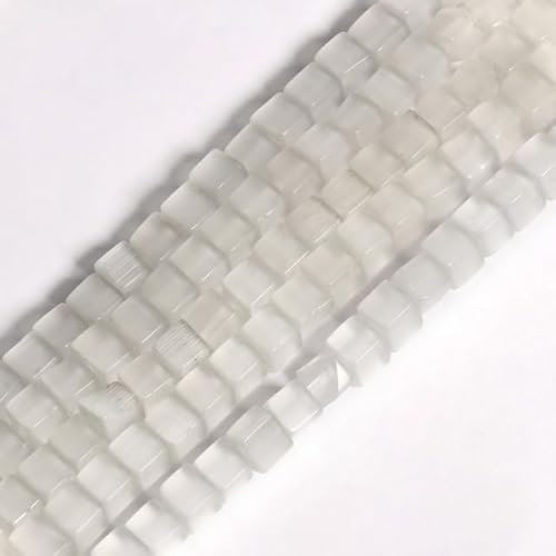 98 Stück Würfel-Cat-Eye-Perlen, natürliches Quadrat, lose Distanzperlen für Schmuckherstellung, DIY, handgefertigte Armbänder, Ohrringe, 38,1 cm (15 Zoll) Strang 4mm