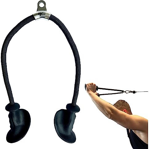 MuscleForge® Corda Ergonomica per Tricipiti, Corda per carrucola, Pulley, Maniglia per l'allenamento dei Tricipiti e Bicipiti in Palestra o a Casa