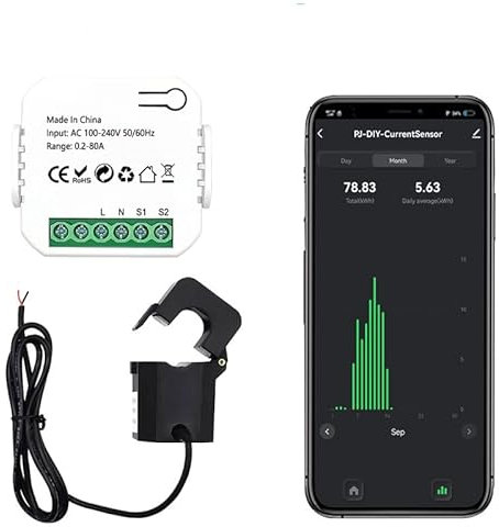 FACULX für Tuya für Smart Life WiFi Energiezähler 80A Stromzange Stromwandler App Monitor mit Klemme CT