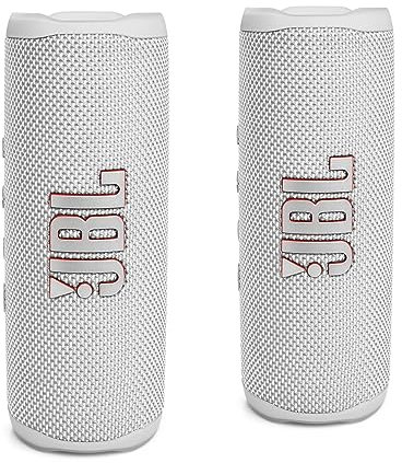 JBL FLIP 6 Waterproof Portable Bluetooth Speaker Bundle - White (Pack of 2)