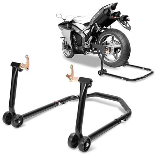 Gimisgu Elevador de motocicleta, elevador trasero para motocicleta, elevador, ancho ajustable, trabajos de mantenimiento/montaje para motocicletas de hasta 300 kg (negro)