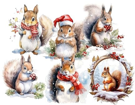 wolga-kreativ Aufkleber Sticker Geschenkaufkleber Weihnachten Advent Weihnachtssticker Etiketten 4 Blätter Eichhörnchen selbstklebend für Geschenke