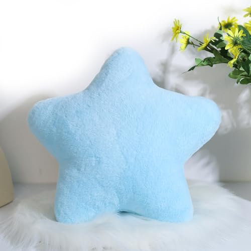 Herfair Kuschelkissen Kinder Sternkissen, Weiche Flauschige Sternform Zierkissen Sofakissen, Plüsch Kissen Dekokissen für Kinderzimmer Schlafzimmer Deko (Himmelblau,30 cm)