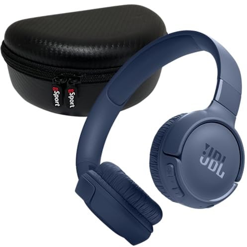 JBL Tune 520BT Wireless On Ear Bluetooth Headphone Bundle with gSport Case (Blue)