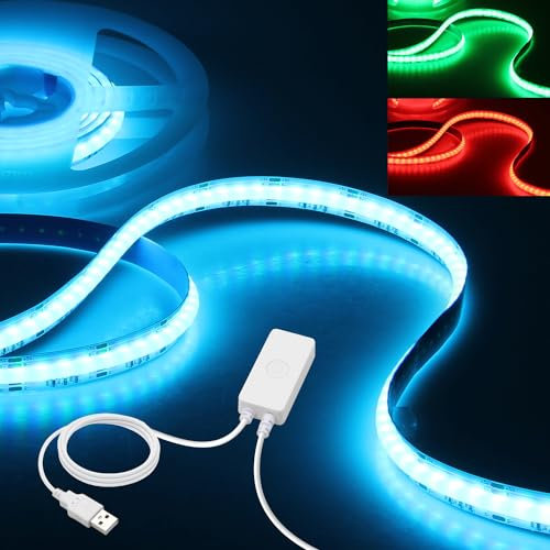 Aclorol RGB COB LED Strip Light 2M 5V USB-Powered Dimmable COB Strip Light Flexible Multicolor LED Lights with Remote App Control Color Changing for TV Gaming Room Kitchen Under Cabinet Kitchen