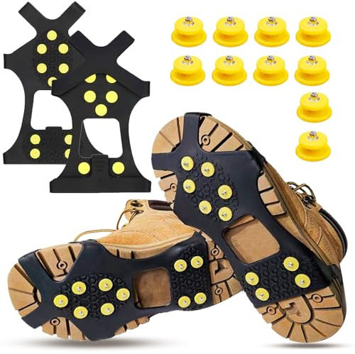 Ramponi per Scarponi 10 Tacchetti con Clip di ghiaccio crampi Tacchetti Elastici Antiscivolo Accessori Trekking Utilizzati per Escursioni All'aperto/Alpinismo/Viaggi Sulla Camminare Neve