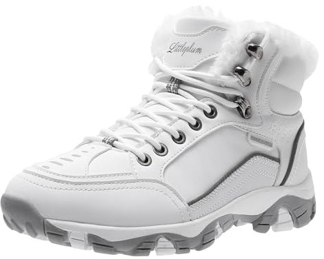 Littleplum Damen Winterstiefel Warm Gefüttert Trekking Schuhe Herbst Outdoor Schneestiefel Winterschuhe,Weiß,40 EU