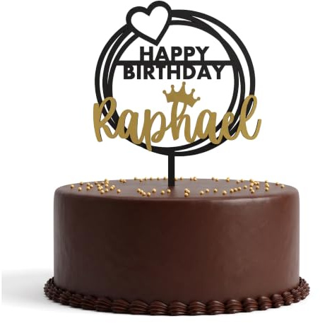Tortentopper Geburtstag Personalisiert – Happy Birthday mit Herz, Mädchen | Tortendeko Geburtstagstorte · 17 Farben · Optional mit Sternenglanz · Bruchsicher · Mit Name und Zahl · Höhe 12–20 cm
