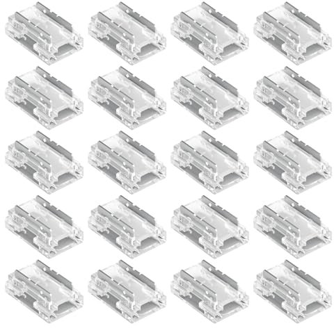 Editbar 20 teiliges Set 8-in-1 LED Strip Verbinder - Transparent Solderless Verbinder, 2 PIN L/T/X Type LED Strip Verbinder, LED Strip Eckverbinder, für 2 Pin 10mm COB/SMD LED Streifen