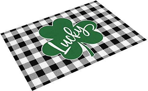 AKTOUR Dinner Table Set for 6 with Scandinavians Irish Day Plaid Decorative Placemats Insulated Tablecloths River Plate Mate Set (G, One Size)