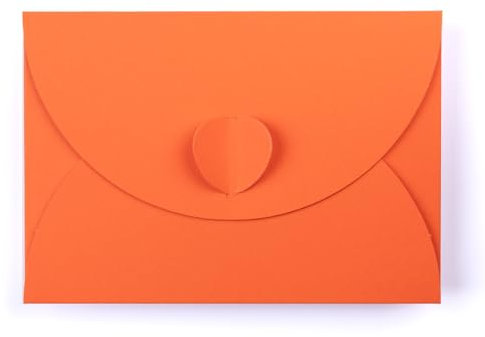 PresentFill® Briefumschläge (25 x Stück) DIN C6 ohne Fenster mit Herz Verschluss in Orange - aus 210 / gm² starkem 100% Recycling Vintage Kraftpapier im Format 162 x 114 mm