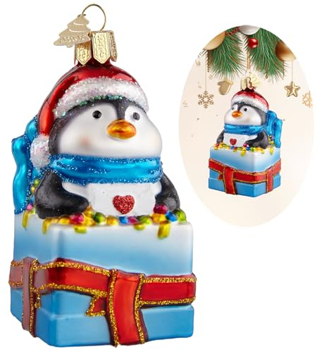 HZYC Pinguin-Weihnachtsbaumschmuck,Handgeblasener Glas-Weihnachtsschmuck | Pinguin-Ornament zum Aufhängen, Weihnachtsdekorationen für Tierliebhaber Feiertagsparty Heim Geschenk