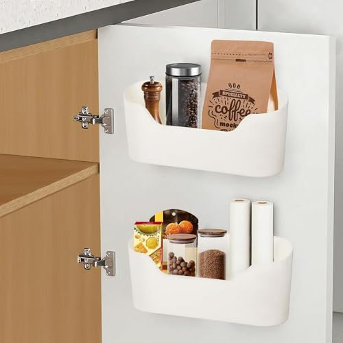 Farnirvana 2 pièces Armoires de Cuisine Porte Boîte de Rangement, boîtes de Rangement Autocollantes pour Porte d'armoire de Cuisine, pour Armoire, Salle de Bain, réfrigérateur, Petits Objets
