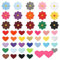 92 Pcs Iron On Patches Kit - Mini Flower & Chrome Heart Fabric Patches | Eco-Friendly, Washable DIY Patches for Clothes, Hats, Jeans (Kids/Adults) - Craft & Repair