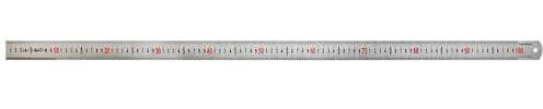 Regla de medición Faithfull de 1 metro (39 pulgadas) – Acero inoxidable plateado mate con graduaciones métricas claras y orificio para colgar
