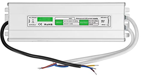 Mavaol LED-Treiber 150 W, IP67 wasserdicht, Kurzschluss-Überlastschutz, Aluminium-Wärmeableitung, energieeffizient für Außenbeleuchtung, LED-Streifen, Pools, Wohn- und (12V-150W)