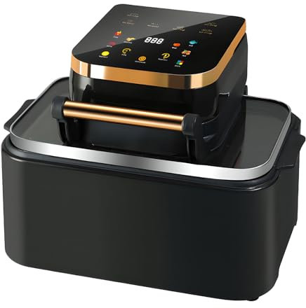 Friggitrice Ad Aria, Frittura Ad Aria Digitale Rapida Antiaderente da 12 Litri, Forno Intelligente da 1700 W con Touch Screen Friggitrice Senza Olio, Finestra di Visualizzazione a 270° Black