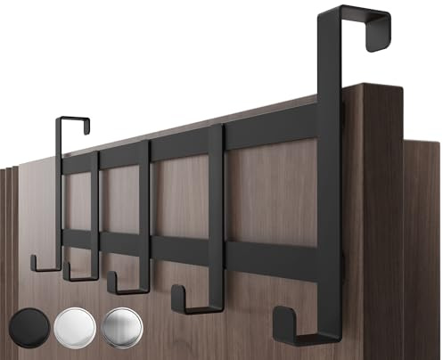 4smile Perchero de puerta para colgar, color negro - gancho universal para entradas alemanas, soportes de ropa estables - marco de gancho para puerta fácil de montar, soportes para colgar