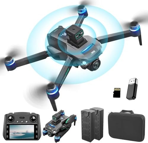 OBEST GPS Drohne mit Kamera 4K Professional, Fernbedienung mit UHD Bildschirm, 2 Akkus 40 Minuten Flugzeit, 5G FPV Übertragung, RC Quadcopter für Erwachsene, SD Karte