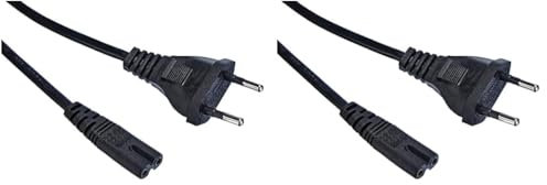 AKYGA AK-RD-02A Câble d'alimentation pour Ordinateur Portable 2 Broches IEC C7/CEE 7/16 Europlug 3,0 m (Lot de 2)