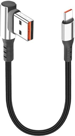 JSADZKJ Câble de charge USB C court Câble USB A vers USB-C à 90 degrés Câble de charge rapide 6A Câble de charge de type C per téléphone portable Tablette 9.8in(USB à angle droit vers USB C)