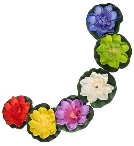 HEMOTON 6pezzi Fiori Galleggianti Artificiali Per Piscina Decorazione Per Acquario Simulazione Colori Misti Vivido