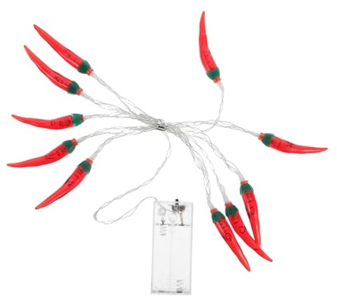 LED Lichterkette Rote Polystyrol Chili für Drinnen, Deko | Weiße Lichterkette mit Stecker, 1,5 Meter Länge, Einfache Montage