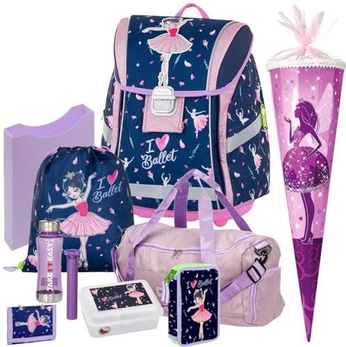 Pridera OxyBag Premium Light - Ballerina - Tänzerin - Schulranzen-Set 9tlg. mit Sporttasche Schultüte Brotdose Trinkflasche Brustbeutel Heftbox