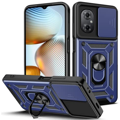 JayModCase Hülle für Xiaomi Poco M5 4G/ M4 5G /Redmi 11 Prime 4G Handyhülle Slide Kameraschieber Case Drehbarer Ringhalter Stoßfest Kratzfeste Schutzhülle Handy Hüllen Poco M4 5G - Blau