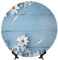 BSCKKDMN Piatti decorativi in porcellana Bone China, fiori bianchi in legno azzurro piatto decorativo in ceramica con espositore piatti da cena Artigianato artistico Ornamenti in ceramica da 20,3 cm