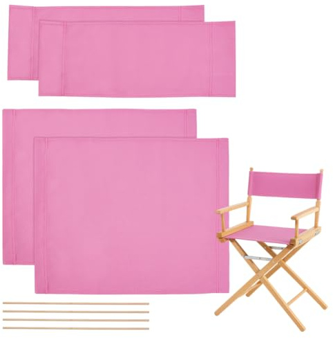 nbeads 2 Satz Faltbarer Regiestuhlbezug, Ersatz Regisseurstuhl Bezüge Sets Mit Holzstäben Für Make Up Drehstühle, Rosa, 52×17cm/47×38.5cm
